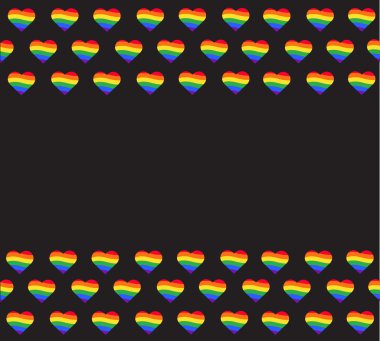 Gökkuşağı bayrağı. LGBT Eşcinsel gurur işareti. Gökkuşağı kalp vektör ve arka plan