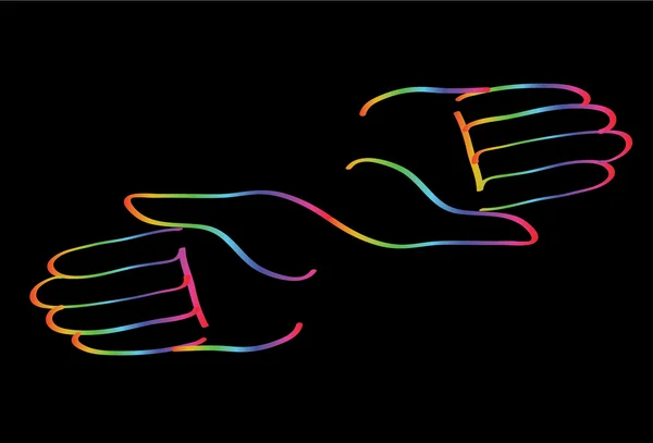 Hände zusammen Regenbogen-Symbol-Vektor — Stockvektor