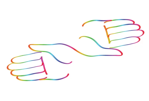 Mani insieme vettore simbolo arcobaleno — Vettoriale Stock