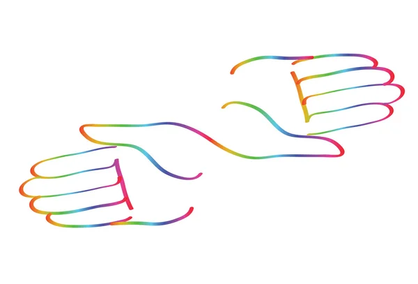 Händerna tillsammans rainbow symbol vector — Stock vektor