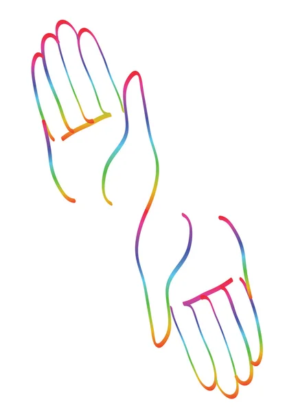 Hände zusammen Regenbogen-Symbol-Vektor — Stockvektor