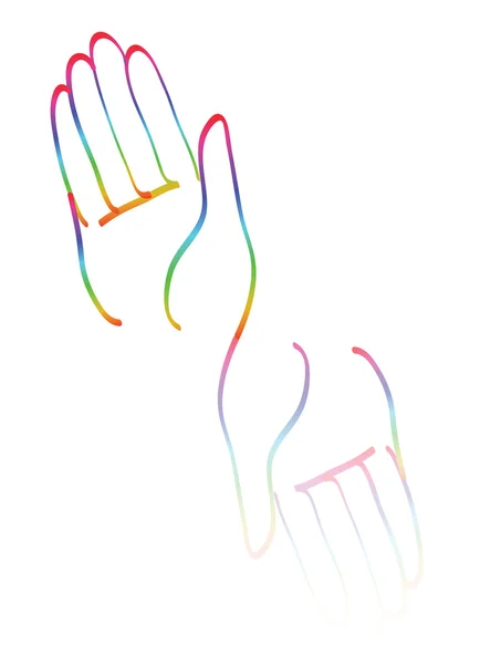 Händerna tillsammans rainbow symbol vector — Stock vektor