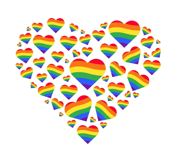 Bandeira do arco-íris símbolo LGBT no vetor cardíaco —  Vetores de Stock