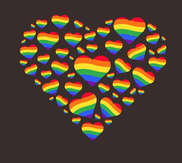 Regnbågsflaggan HBT-symbolen på hjärta vektor — Stock vektor