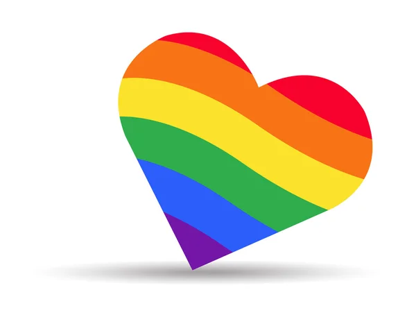 Ουράνιο τόξο σημαία σύμβολο των ΛΟΑΤ στο φορέα καρδιά — Διανυσματικό Αρχείο