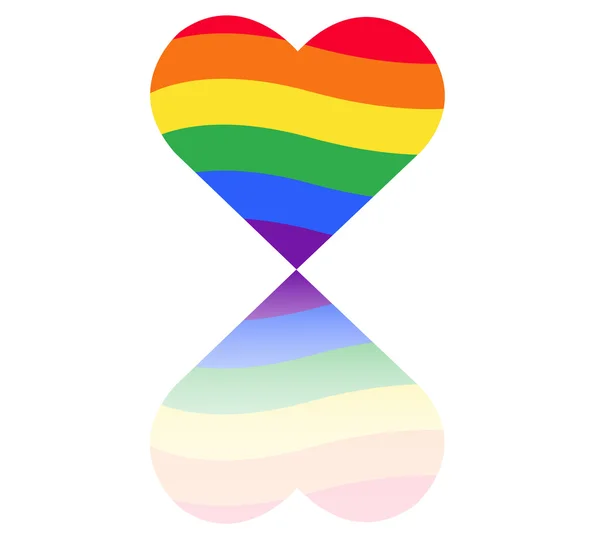 Веселковий прапор ЛГБТ символ на серці Вектор — стоковий вектор