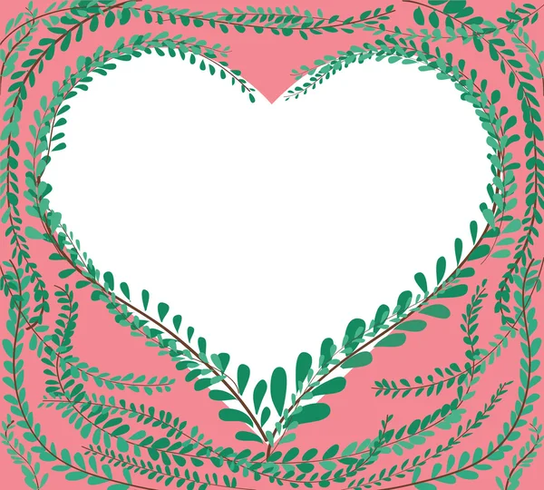 Forma de corazón en hojas verdes pastel Botones Escudo — Archivo Imágenes Vectoriales