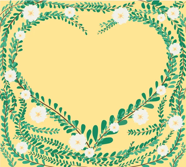 Herzform in grünen Pastellblättern Mantelknöpfen — Stockvektor