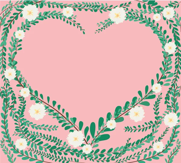 Forma di cuore in foglie di pastello verde Pulsanti cappotto — Vettoriale Stock