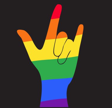 başka bir el Gökkuşağı bayrağı Lgbt simge vektör Eps10 tutan el