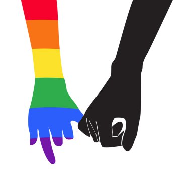 başka bir el Gökkuşağı bayrağı Lgbt simge vektör Eps10 tutan el