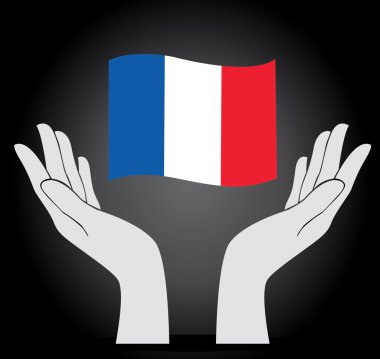 holding Fransız vektör simge için dua Fransız bayrağı teslim