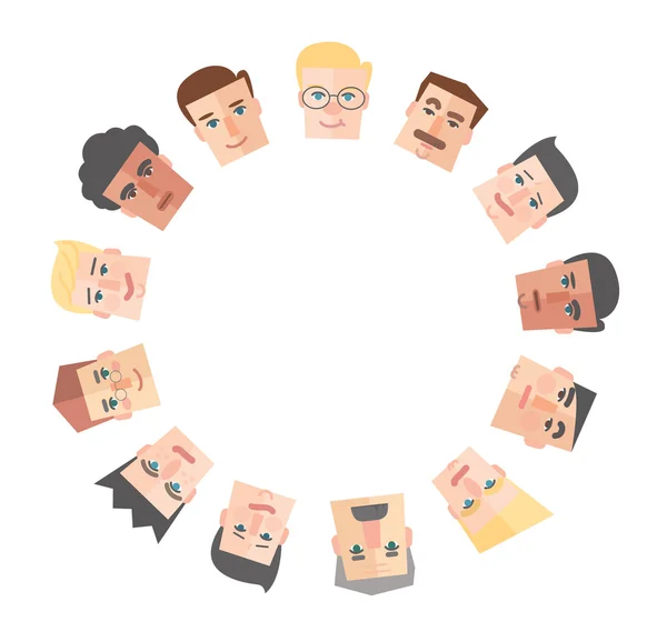 Gente de dibujos animados alrededor del vector de fondo círculo vacío — Vector de stock