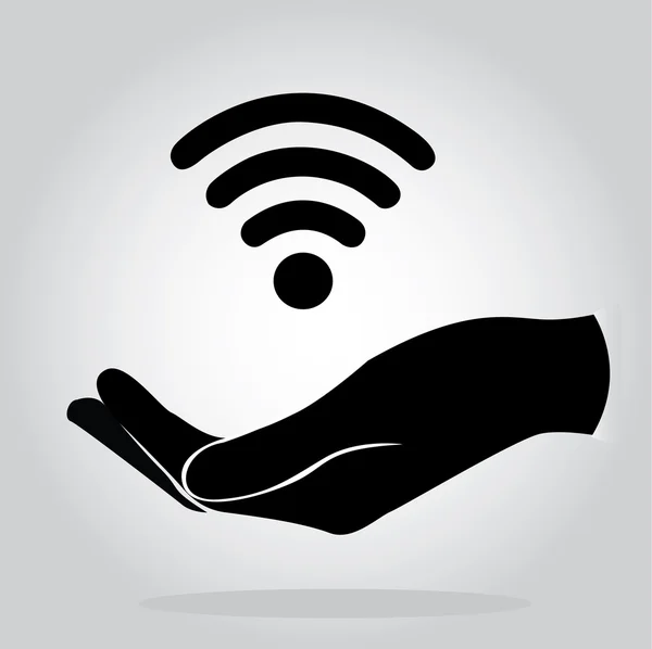 Handen met Wifi pictogram symbool vector — Stockvector