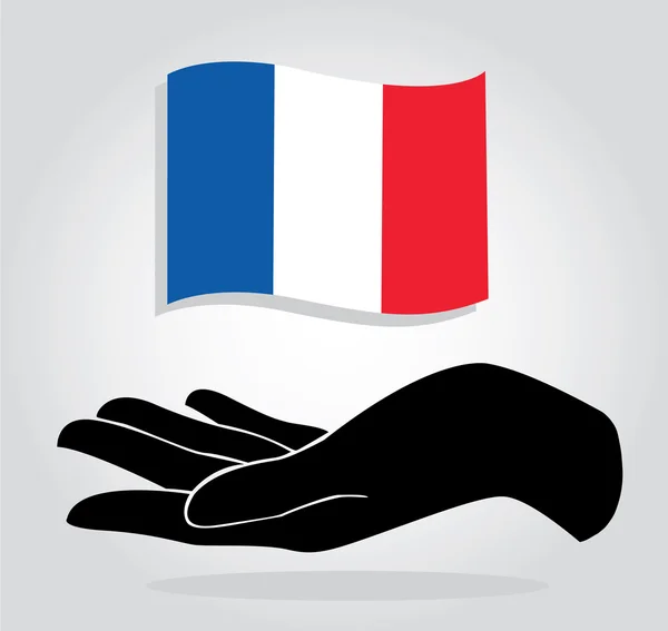 Hand holding French flag , pray for French vector icon — Stock Vector