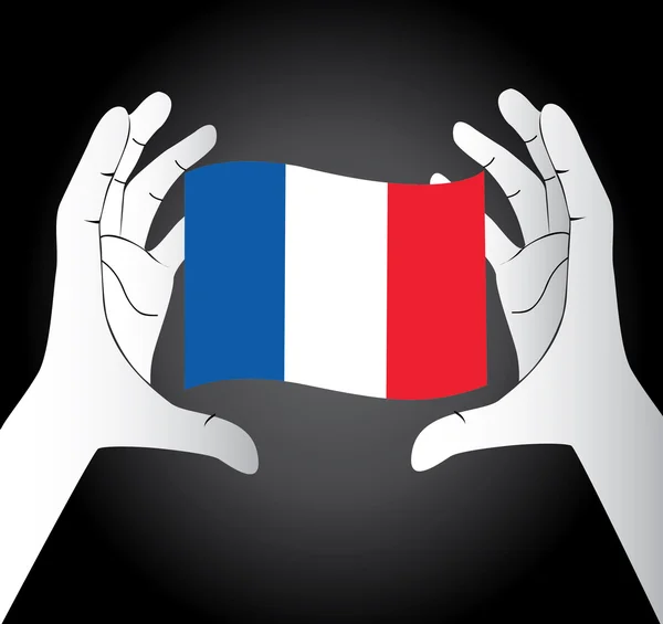 Kezében a francia zászló, imádkozzatok a francia vektor ikon — Stock Vector