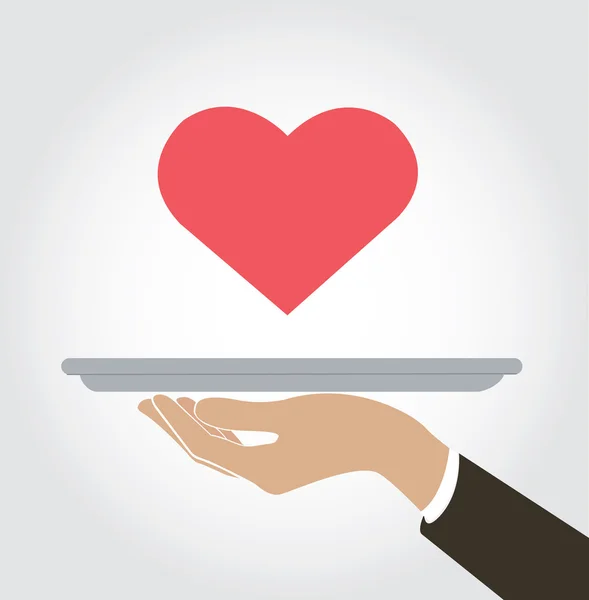 Serveur servir un coeur d'amour icône — Image vectorielle