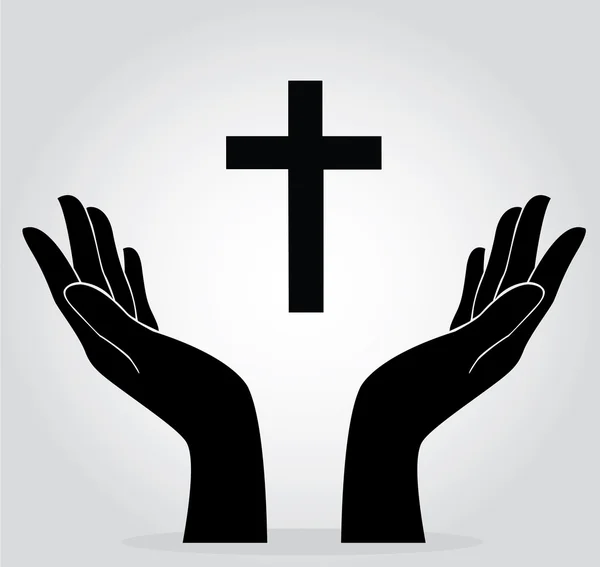 Ruce držící kříž — Stockový vektor