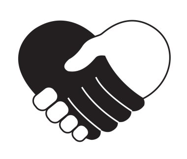 Kalp şekli vektörde elini tutarak