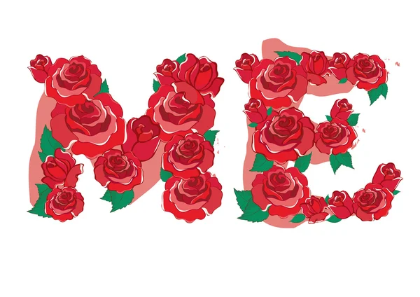 Rudá růže ve mě abeceda vektoru — Stockový vektor