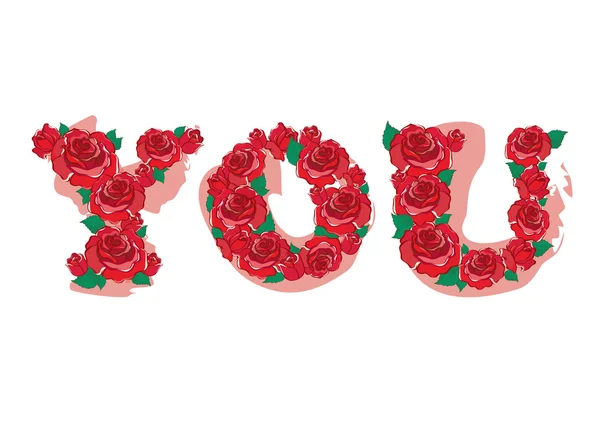 Rosa roja en USTED Alfabeto vector — Archivo Imágenes Vectoriales