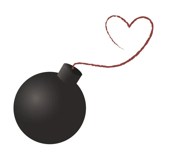 Ikony srdce bomba, bomba připravená k výbuchu, ikona srdeční infarkt — Stockový vektor