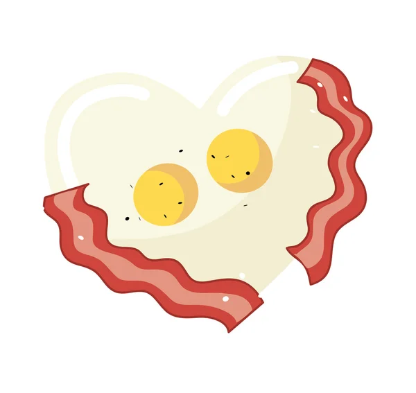 Fried egg and bacon in heart shape vector — Stock Vector