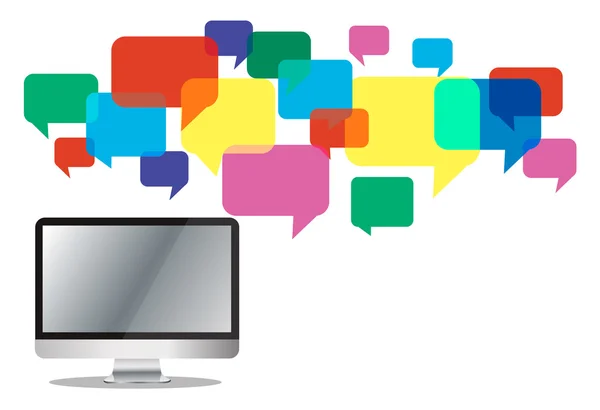 Computer with colorful chat box , message box communication background ...
