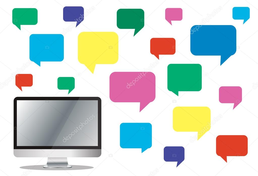 Computer With Colorful Chat Box Message Box Communication Background Vector Image By C H Santima Gmail Com Vector Stock