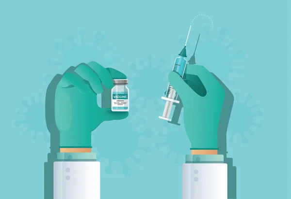Injekční Lahvičku Vakcínou Vakcinační Koncept Zdravotní Péče Ochrana Vektorová Ilustrace — Stockový vektor