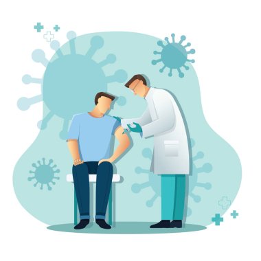Doctor giving patient vaccine, Medicine healthcare concept, Vector illustration clipart