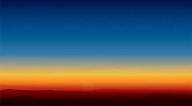 Sunset Mountain manzara arkaplan vektörü çizimi