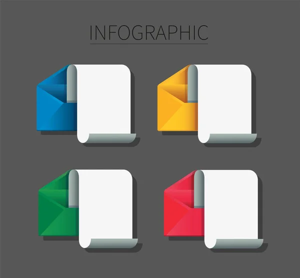 Umschlagset Mit Zettelinfografik Mail Konzept Vektorillustration — Stockvektor