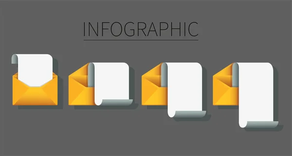 Set Enveloppen Met Nota Papier Infographic Postberichtenconcept Vectorillustratie — Stockvector