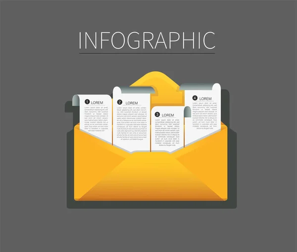 Sada Obálky Poznámkovým Papírem Infographic Koncepce Poštovní Zprávy — Stockový vektor