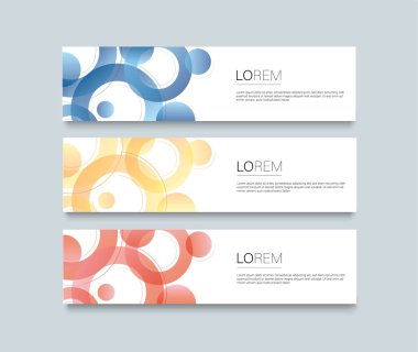 Modern renkli pankart şablonu seti. Mavi, Kırmızı ve Turuncu Bayrak Tasarımı
