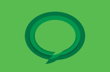 Yeşil arka planda yeşil boş konuşma balonu. vektör illüstrasyonu