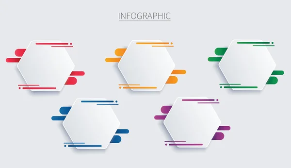 Seçenekli Renkli Altıgen Bilgi Vektör Şablonu Web Diyagram Grafik Sunum — Stok Vektör