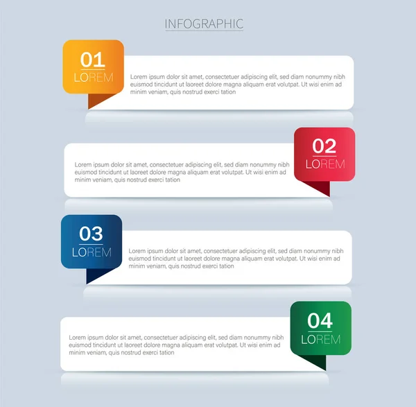 用于业务演示的彩色信息图形 有四个步骤的图表 — 图库矢量图片