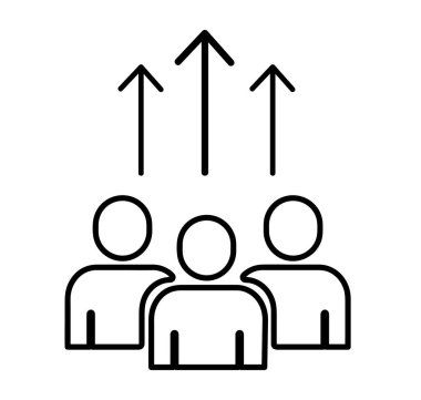 yukarı ok simgesi olan bir grup insan