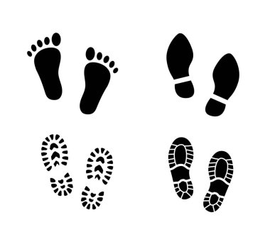 Ayakkabı Tabanlı Ayak İzi Silueti Yürüyen Ayak İzi Simgesi