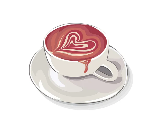 Liefde latte art cup — Stockvector