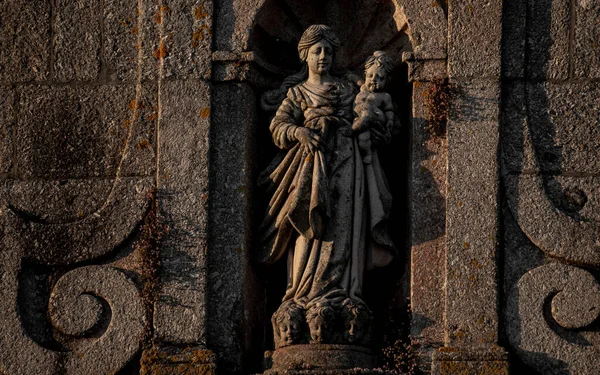 Antigua Escultura Barroca Nossa Senhora Pilar Povoa Lanhoso Portugal — Foto de Stock