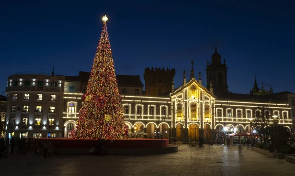 Cidade Natal Ilumina Decoração Com Uma Enorme Árvore Natal Braga — Fotografia de Stock