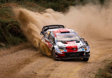 22 May 2021, WRC Rally from Portugal, Kalle Rovanpera driving the Toyota Yaris WRC from Toyota Gazoo Racing WRC in Cabeceiras de Basto, Portugal. clipart