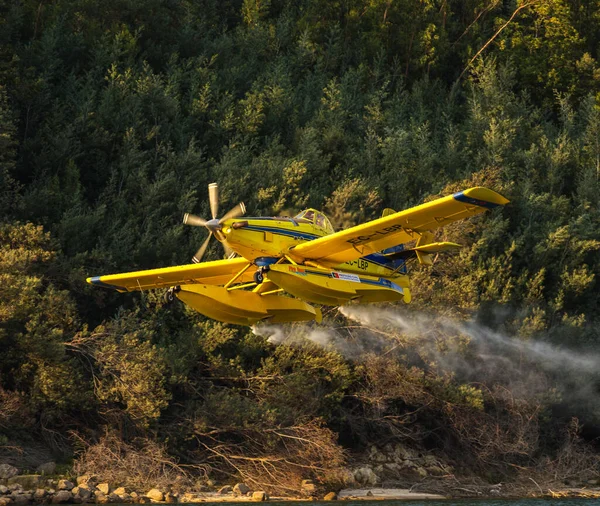 August 2017 Avialsa Canader Feuerwehrflugzeug Geres National Park Damm Portugal — Stockfoto