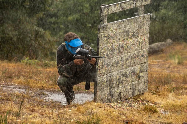 Septembre 2021 Match Paintball Lors Une Journée Pluie Dans Parc — Photo