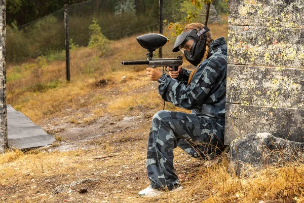 Septembre 2021 Match Paintball Lors Une Journée Pluie Dans Parc — Photo