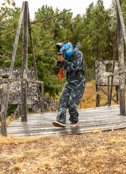 Září 2021 Paintball Game Raining Day Diverlanhoso Adventure Park Povoa — Stock fotografie