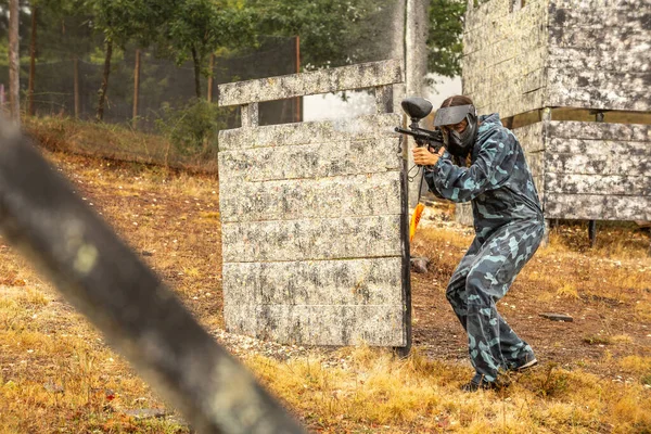 Septembre 2021 Match Paintball Lors Une Journée Pluie Dans Parc — Photo